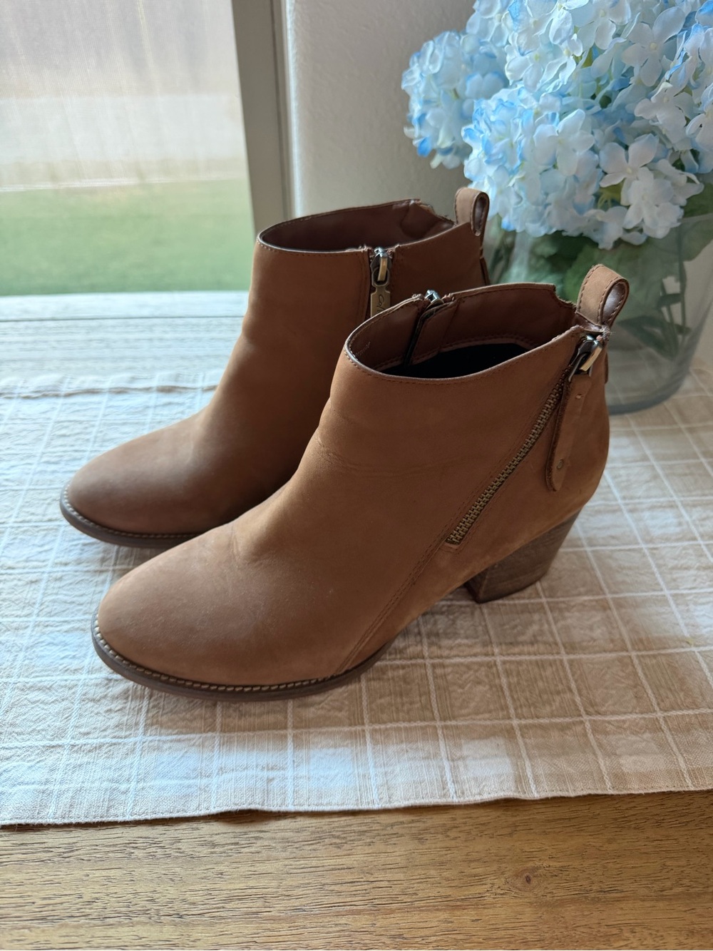 Women’s Tan Ankle Booties with Side Zipper